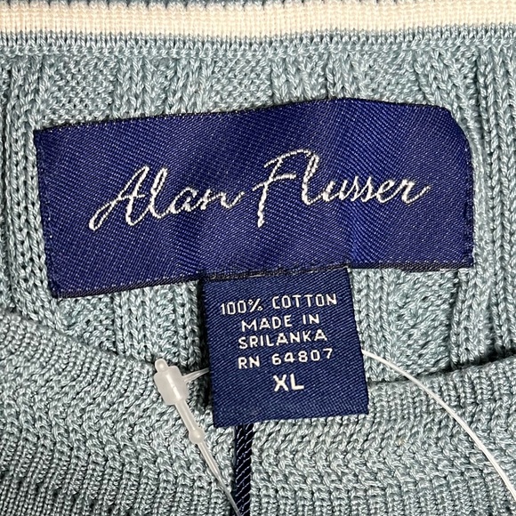 Alan Flusser Mens Sweater New With Tags Light Blue Size XL - Picture 4 of 7